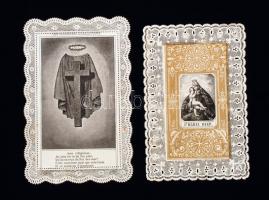 cca 1890-1920 Csipke szentképek, 2db, szép állapotban, cca 10x7cm