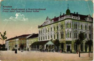 Komárom, Komárno; Ferenc József rakpart, Grand Kávéház / quay, market place (EB)