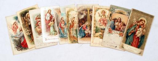 cca 1900-30 Vegyes, litho szentkép tétel, 10db, különböző méretben és minőségben, cca 11x6cm