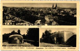 Komárom, Komárno; látkép, Cseh erődítmények az Erzsébet szigeten húzódó trianoni határon / general view, Czech fortresses on the Alzbetin island