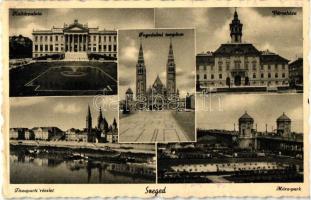 Szeged, Móra-park, Városháza, Kultúrpalota, Tiszaparti részlet, Fogadalmi templom (EK)