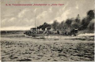 SM Torpedobootszerstörer 'Scharfschütze' in 'Voller Fahrt', K.u.K. Kriegsmarine, torpedo destroyer boat