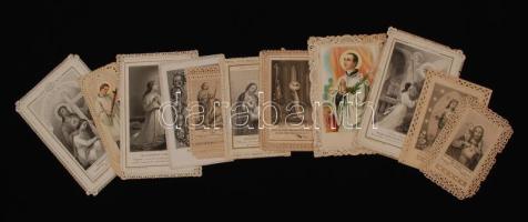 cca 1890-1920 Vegyes csipkeszentképek, különböző méretben és minőségben, 11db, cca 9x6cm és 12x8cm