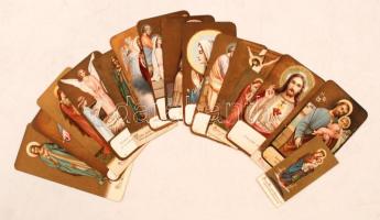 cca 1910-1940 Vegyes szentképek, különböző méretben és minőségben, 16db, cca 9x4,5cm