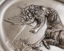 Wmf szecessziós fali (tálca), jelzett (WMF 242), kisebb horpadásokkal, ezüstözött alpakka, 28×46 cm