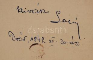 1942 Boldog Magyar Karácsonyt, Bozó Gyula, üdvözlőkártya, 7x12cm