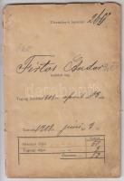 1908 Bp., a Borbély-, Fodrász- és Parókakészítő Ipartestület tagkönyve, benne tagsági bélyegekkel, borító nélkül