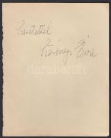 Szörényi Éva (1917-2009) színésznő aláírása lapon