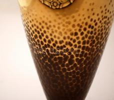 Jelzett szecessziós dísz váza párban, réz, egyik jelzett, m:37,5 cm (2×)