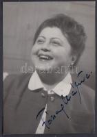 Fónay Márta (1914-1994) színésznő aláírása őt magát ábrázoló fotón, illetve hátlapján üdvözlő sorokkal