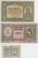 10db klf krajcár, korona, pengő bankjegy, közte 1849. 30kr "Kossuth bankó", 1920. 500K "Orell Füssli Zürich"  T:III-IV