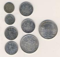 Románia 1873. 50B Ag T:4, 1912. 50B Ag T:2/3, 1910. 1L Ag (2x) T:3, 1942. 200L Ag (2x) T:2/3+, 1944. 500L Ag T:2, 1946. 25000L Ag T:2