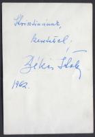 1962 Békés Itala (1927- ) színésznő aláírása őt magát ábrázoló fénykép hátulján