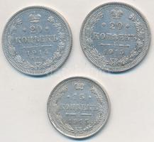 Orosz Birodalom 1914-1915. 15k Ag + 20k Ag (2x) T:2 Russian Empire 1914-1915. 15 Kopeks Ag + 20 Kopeks Ag (2x) C:XF