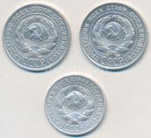 Szovjetunió 1927. 15k Ag + 1930. 20k Ag (2x) T:2 
Soviet Union 1927. 15 Kopeks Ag + 1930. 20 Kopeks...