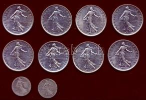 Franciaország 50c Ag 1898+19081 T:3 + 5Fr Ag 1960 (3x), 1961,1962,1963,1964,1965. összesen 10db T:2