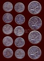 Kanada kis Ag tétel 10c 1920,1940,1947,1953. (2x),1965,1966,1968. (3x) + 25c 1961. (2x),1962,1968. T:1/2,2,3 (kevés). Összesen 14db.