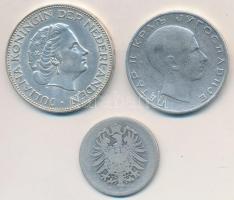 Vegyes: Német Birodalom 1874E 1M Ag + Jugoszlávia 1938. 50D Ag "II. Péter" + Hollandia 195...