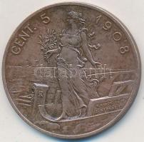 Olaszország 1908R 5c Cu "III. Viktor Emánuel" T:2 Italy 1908R 5 Centesimi Cu "Vittorio Emanuele III" C:XF