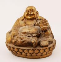 Nevető Buddha, bronz, jelzés nélkül, m:21 cm,  6×15 cm