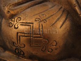 Nevető Buddha, bronz, jelzés nélkül, m:21 cm,  6×15 cm