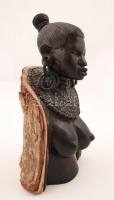 Női félakt, afrikai faragott ébenfa, m:26 cm