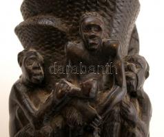 Életfa, afrikai faragott ébenfa, m:28 cm