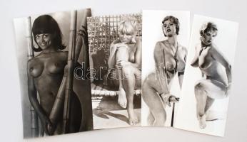 cca 1970 Korabeli nagyítások egzotikus szépségekről, 4 db finoman erotikus fénykép, 28x12 cm és 30x20 cm között / 4 erotic photos, 28x12-30x20 cm