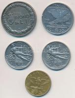 Olaszország 1912-1942. 5c-1L (5xklf) T:2,2- Italy 1912-1942. 5 Centesimi - 1 Lire (5xdiff) C:XF,VF