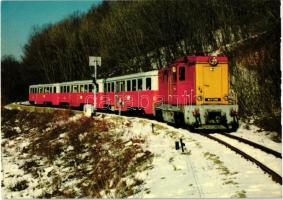 18 db MODERN színes, vasutas motívum képeslap, Széchenyi-hegyi gyermekvasút, Szilvásvárad, Szobi Gaz...