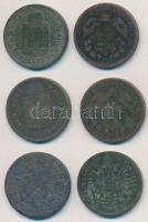 1858-1882. 1kr Cu (6x) közte 1db osztrák verdejel T:2-,3