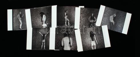 cca 1975 Csíkos zokni volt a divat, 8 db finoman erotikus fénykép, modern nagyítások, 10x15 cm / 8 erotic photos, 10x15 cm