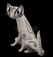 Hollóházi cica, kézzel festett, jelzett, hibátlan, m:8 cm