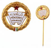 ~1960-1970. "Kiváló Pénzügyi Dolgozó" aranyozott, zománcozott fém jelvény miniatűrrel, ere...