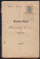 1893 Selmecbánya, bányász munkakönyve, bejegyzésekkel, megviselt állapotban