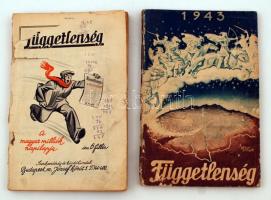 cca 1940-43 "Függetlenség" napilap 2db Kalendáriuma, az egyik fedőborító nélkül viseltes állapotban