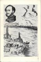 4 db megíratlan Széchenyi emlék-levelezőlap, kiadja a Széchenyi Munkaközösség / 4 unused István Széc...