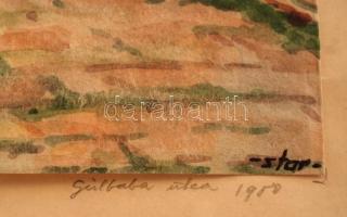 Sostarics Lajos (1896-1968): Gülbaba utca. Akvarell, papír, jelzett,  23×17 cm