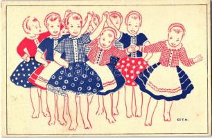 14 db RÉGI folklór motívum képeslap, vegyes minőség / 14 old folklore motive postcards, mixed qualit...