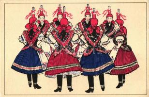 14 db RÉGI folklór motívum képeslap, vegyes minőség / 14 old folklore motive postcards, mixed qualit...