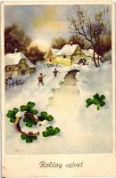 10 db RÉGI motívum képeslap, karácsonyi és újévi üdvözlőlapok, vegyes minőség / 10 old motive postca...