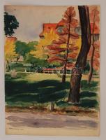 Sostarics Lajos (1896-1968): Városmajor. Akvarell, papír, jelzett, 29×21 cm