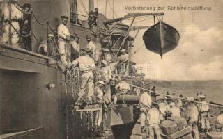 Vorbereitung zur Kohleneinschiffung; Edit. Jos. Krmpotic No. 69. / K.u.K. Kriegsmarine, loading of coal