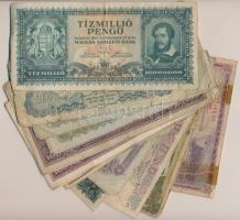 32db vegyes magyar és külföldi bankjegy egy 20f "Pesti Hírlap" utalvánnyal, közte 1923. 50...