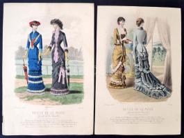 1880 A Revue de la Mode c. divatlap mellékletei. Színezett litográfiák, összesen 14 db, 36x25 cm