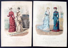 1880 A Revue de la Mode c. divatlap mellékletei. Színezett litográfiák, összesen 14 db, 36x25 cm