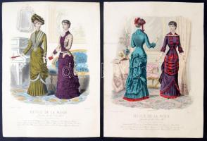 1880 A Revue de la Mode c. divatlap mellékletei. Színezett litográfiák, összesen 14 db, 36x25 cm