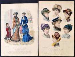 1880 A Revue de la Mode c. divatlap mellékletei. Színezett litográfiák, összesen 14 db, 36x25 cm