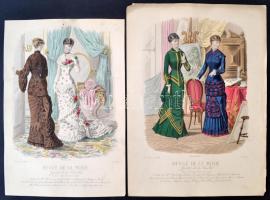 1880 A Revue de la Mode c. divatlap mellékletei. Színezett litográfiák, összesen 14 db, 36x25 cm