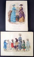 1883  A Revue de la Mode c. divatlap mellékletei. Színezett litográfiák, összesen 5 db, 36x25 cm